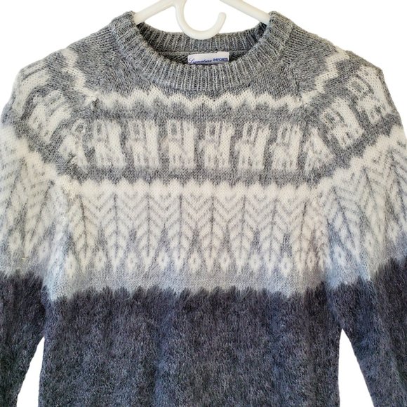Vintage Fair Isle Alpaca Wool Sweater Women's M Bolivia Knit Handmade Pullover - Picture 3 of 12